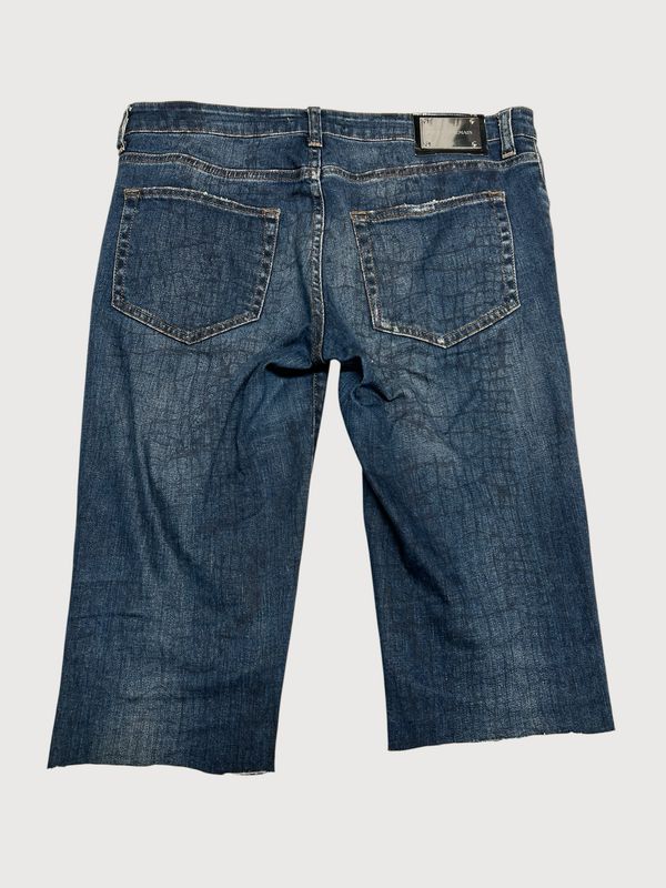 Balmain 2012 Croc Print Denim Shorts