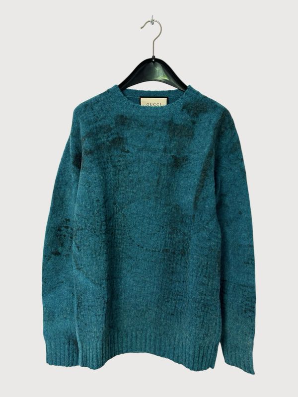 Gucci by Alessandro Michele FW2018 Teal Mohair Knit Sweater
