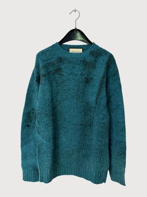 Gucci by Alessandro Michele FW2018 Teal Mohair Knit Sweater