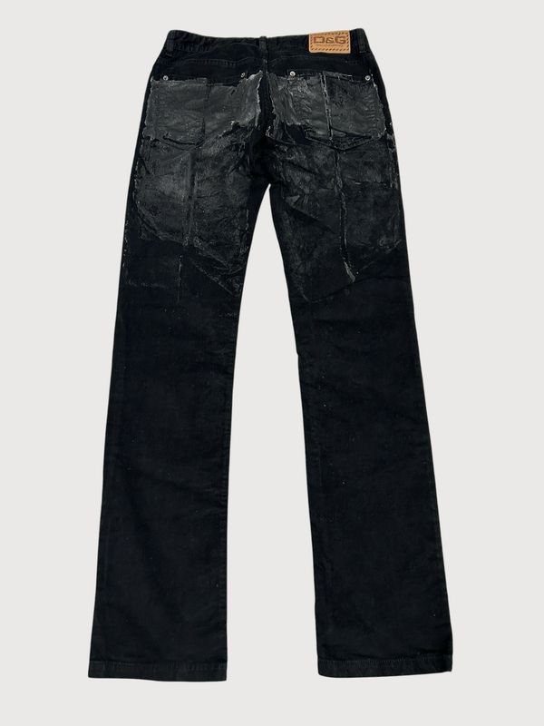 Dolce &amp; Gabbana FW2006 Waxed Corduroy “Warning” Bootcut Pants