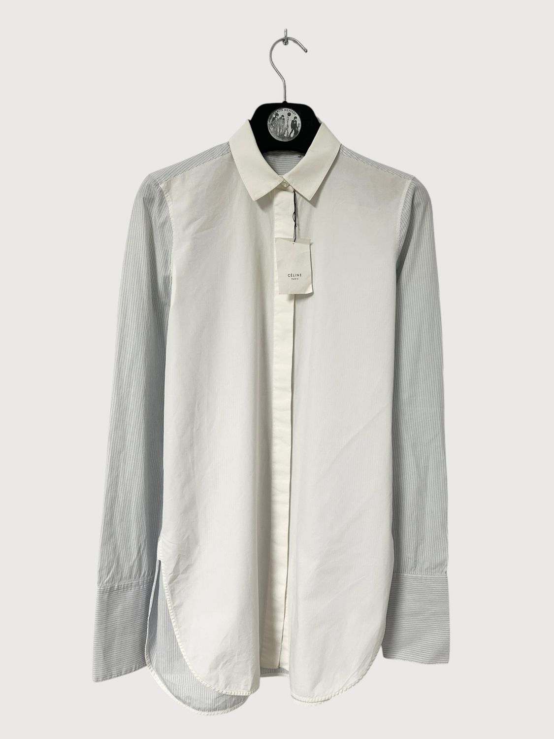 Celine by Phoebe Philo FW2015 Contrast Panel Striped Cotton Shirt