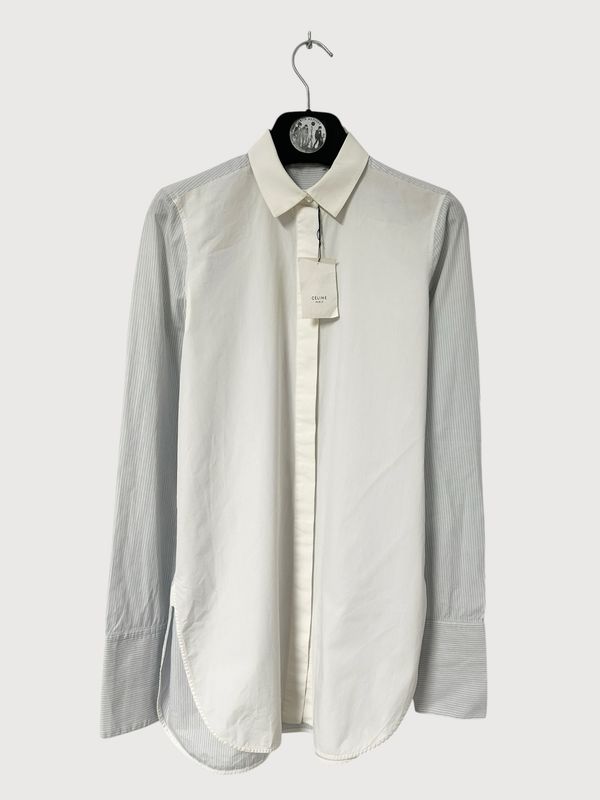 Celine by Phoebe Philo FW2015 Contrast Panel Striped Cotton Shirt