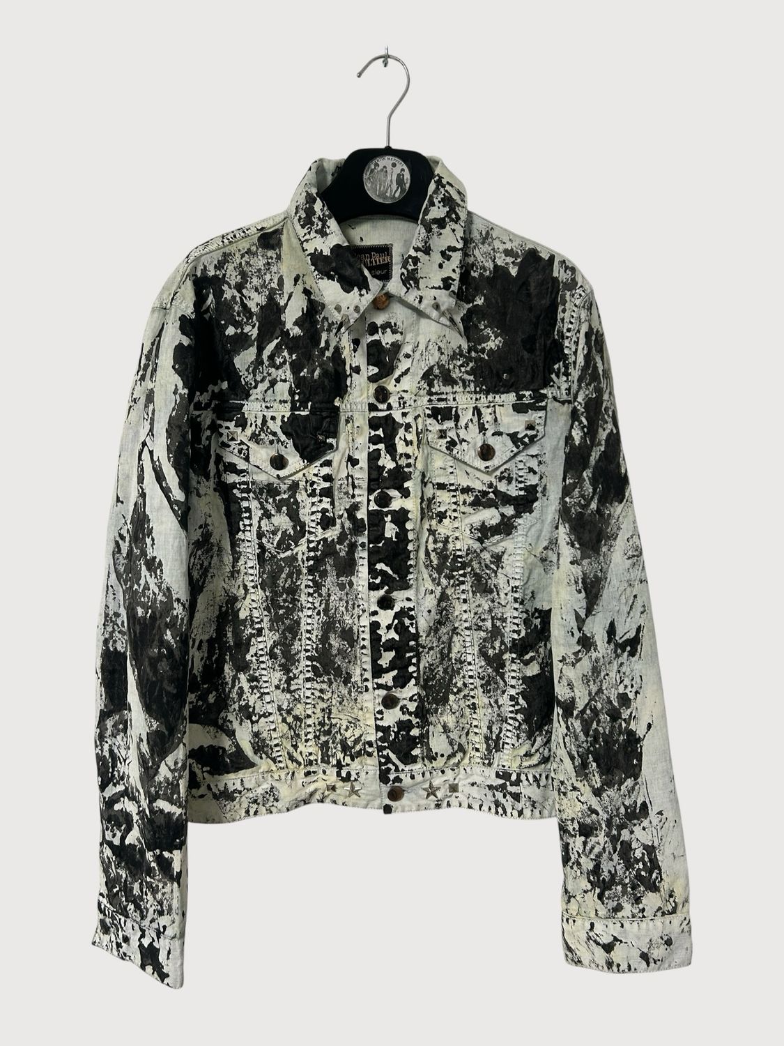 Jean Paul Gaultier SS2004 Waxed Linen Spiked Trucker Jacket