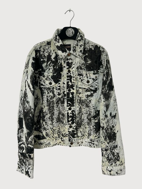 Jean Paul Gaultier SS2004 Waxed Linen Spiked Trucker Jacket