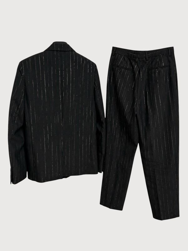 Saint Laurent Paris by Anthony Vaccarello SS2022 Metallic Gold Pinstripe Tailored Suit