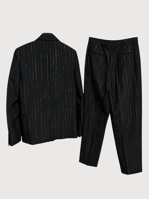 Saint Laurent Paris SS22 Metallic Gold Pinstripe Tailored Suit