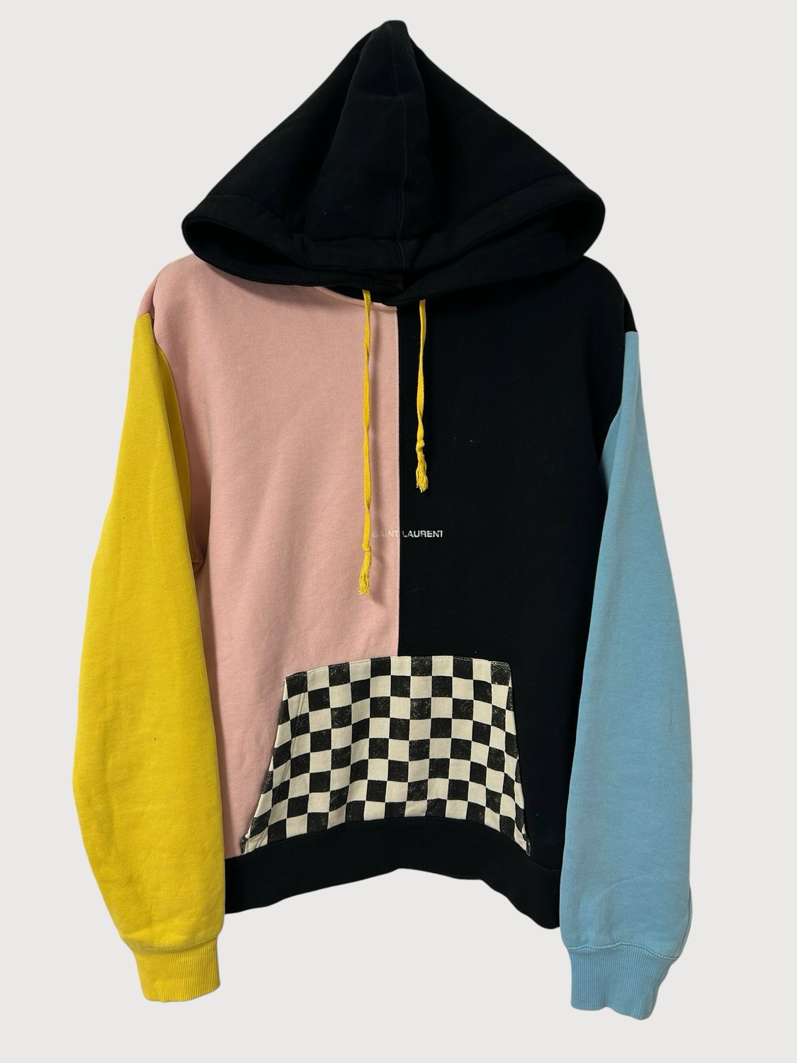 Saint Laurent Paris SS2021 Color Block Checkerboard Hoodie