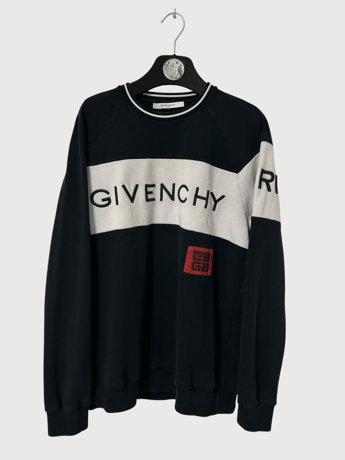 Givenchy by Riccardo Tisci SS2017 Embroidered Logo Colorblock Crewneck