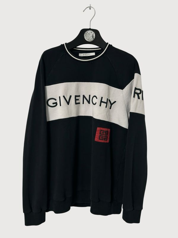 Givenchy by Riccardo Tisci SS2017 Embroidered Logo Colorblock Crewneck