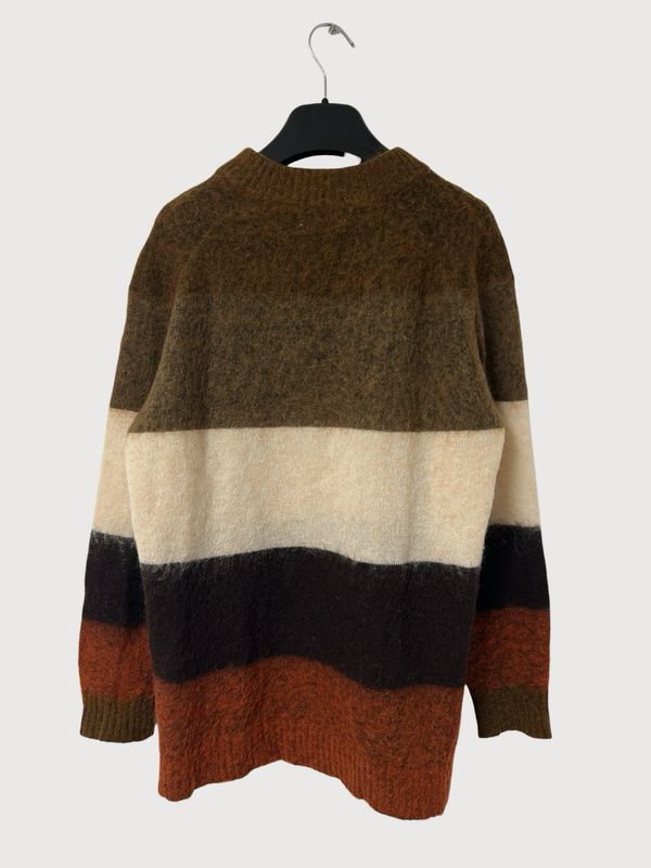 Acne Studios Raya Fuzzy Mohair Colorblock Knit Sweater
