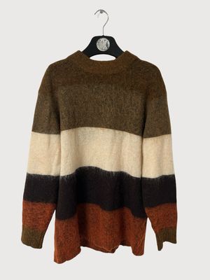 Acne Studios Raya Fuzzy Mohair Colorblock Knit Sweater