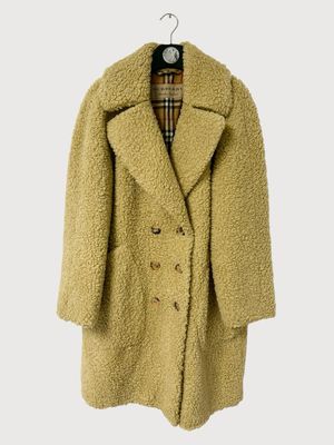 Burberry Shearling Double-Breasted Oversized Coat