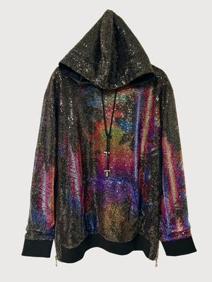 Balmain by Olivier Rousteing Resort 2019 Sequin Galaxy Palm Tree Hoodie