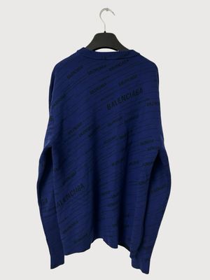Balenciaga by Demna 2019 Logo Wave Jacquard Knit Sweater