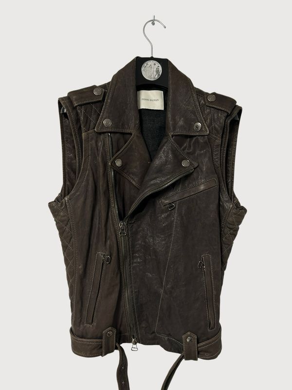 Balmain  2012 Leather Biker Vest