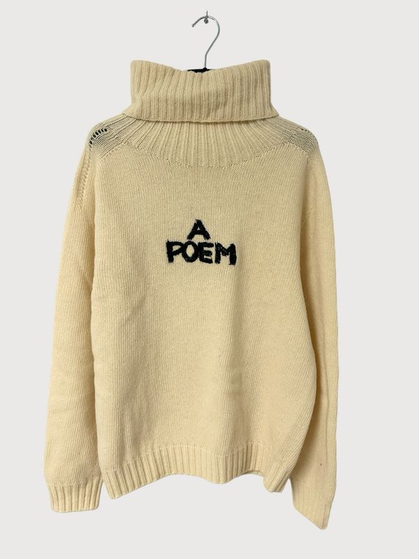 Celine by Hedi Slimane FW2021 “Teen Knight Poem” Embroidered Turtleneck Knit