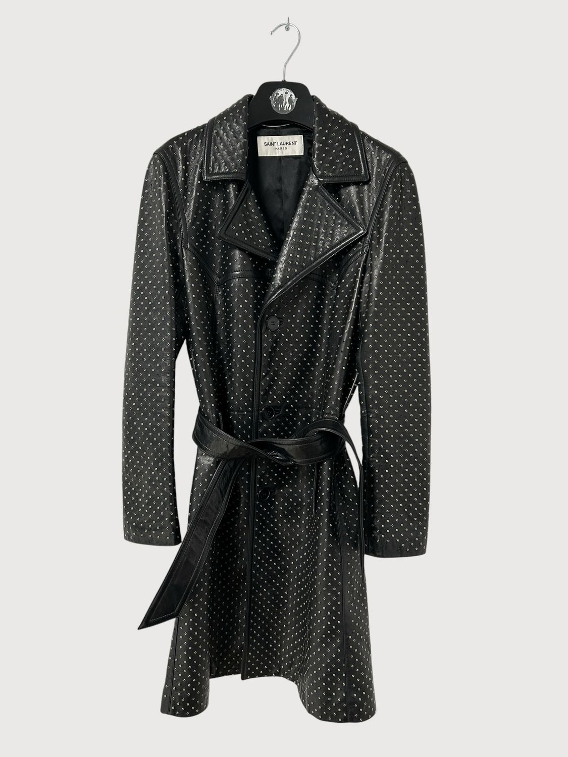 Saint Laurent Paris FW2018 Sample Eyelet-Embellished Leather Coat