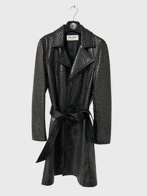 Saint Laurent Paris FW2018 Sample Eyelet-Embellished Leather Coat