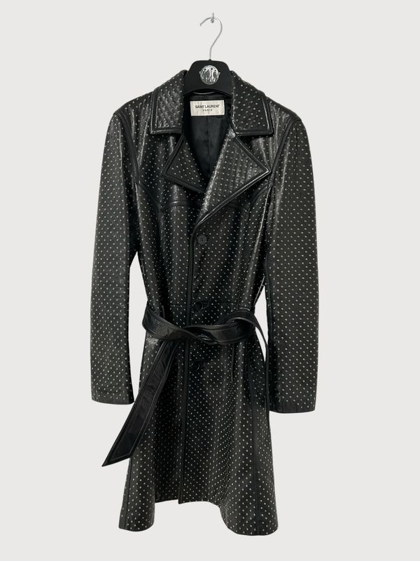 Saint Laurent Paris FW2018 Sample Eyelet-Embellished Leather Coat