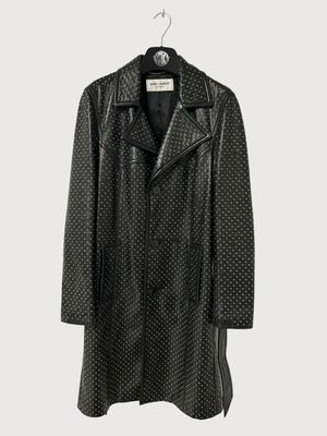 Saint Laurent Paris FW2018 Sample Eyelet-Embellished Leather Coat