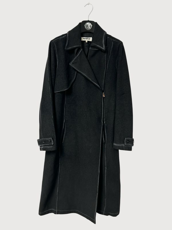 Maison Margiela FW2012 Waxed Wool Asymmetric Zip Long Coat