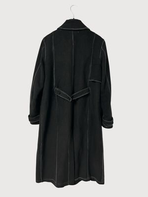 Maison Margiela FW2012 Waxed Wool Asymmetric Zip Long Coat
