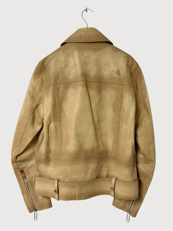 Off-White  SS2022 "Sticks &amp; Stones" Bull Leather Oversize Biker Jacket