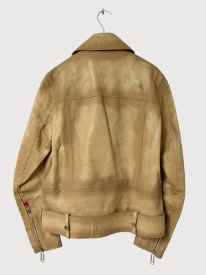 Off-White  SS2022 "Sticks &amp; Stones" Bull Leather Oversize Biker Jacket