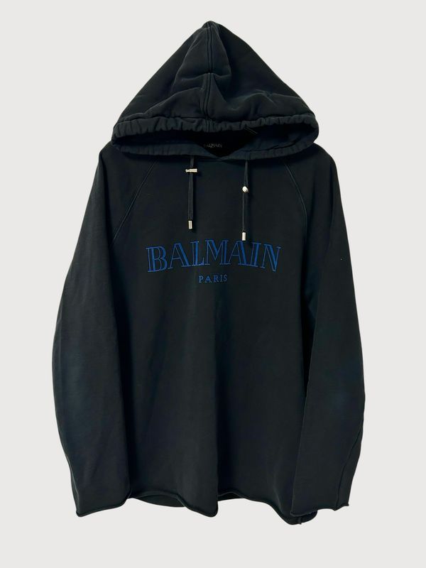 Balmain by Olivier Rousteing FW2013 raw cut logo hoodie