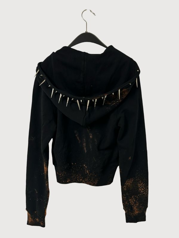 Moschino by Jeremy Scott FW2020 shrunk fit logo spiked zip hoodie