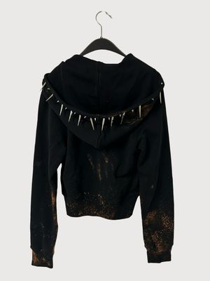 Moschino by Jeremy Scott FW2020 shrunk fit logo spiked zip hoodie