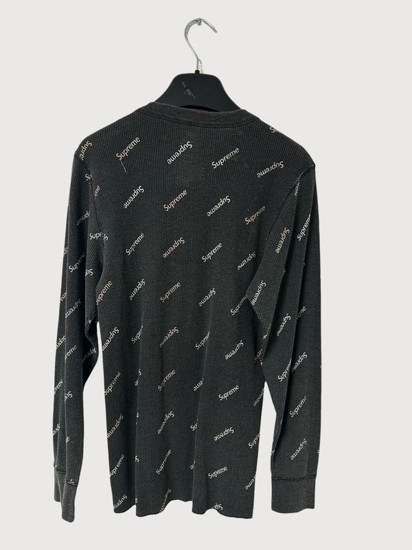 Supreme All Over Logo Waffle Thermal Crew