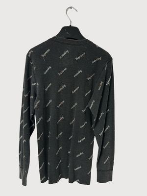 Supreme All Over Logo Waffle Thermal Crew