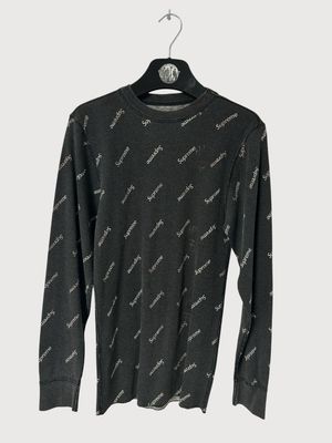 Supreme All Over Logo Waffle Thermal Crew