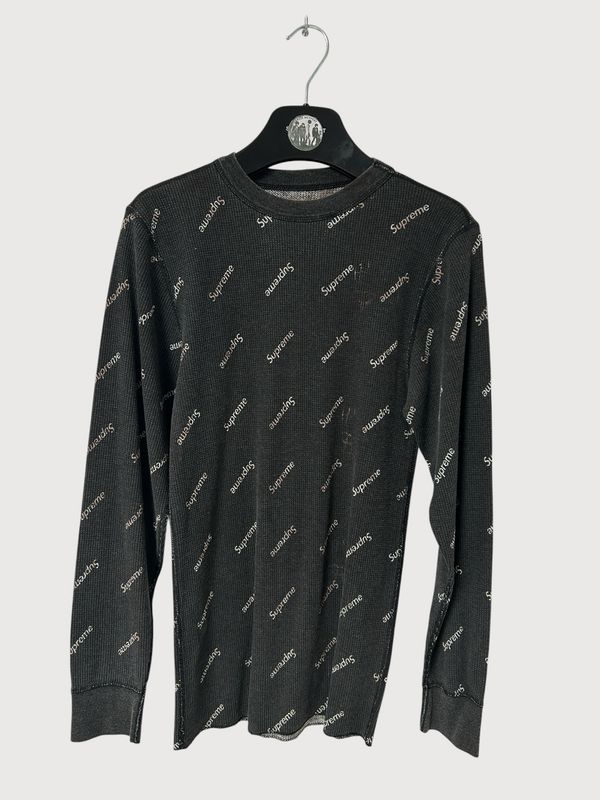 Supreme All Over Logo Waffle Thermal Crew