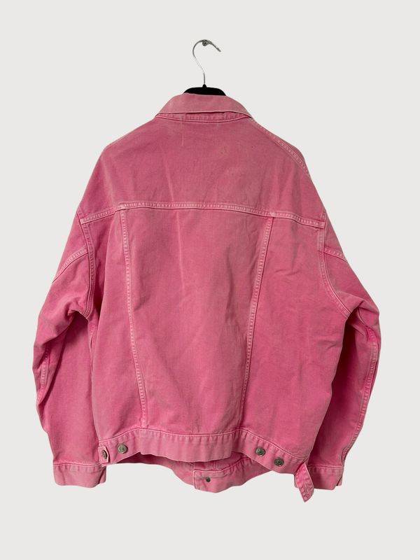 Balenciaga by Demna Gvasalia FW2019 embroidered logo pink denim jacket