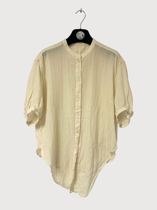 Saint Laurent Paris SS2020 Metallic Pinstripe Tunic Shirt