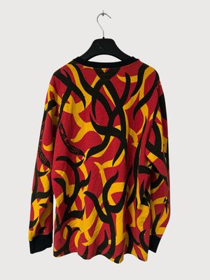 Supreme  FW2019 Red Tribal Camo L/S Pocket Tee