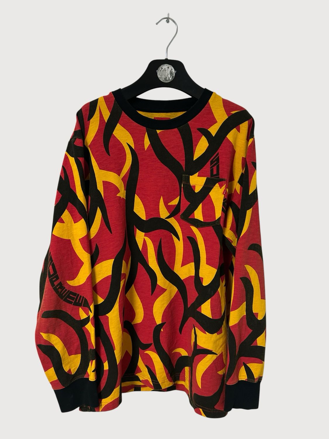 Supreme  FW2019 Red Tribal Camo L/S Pocket Tee