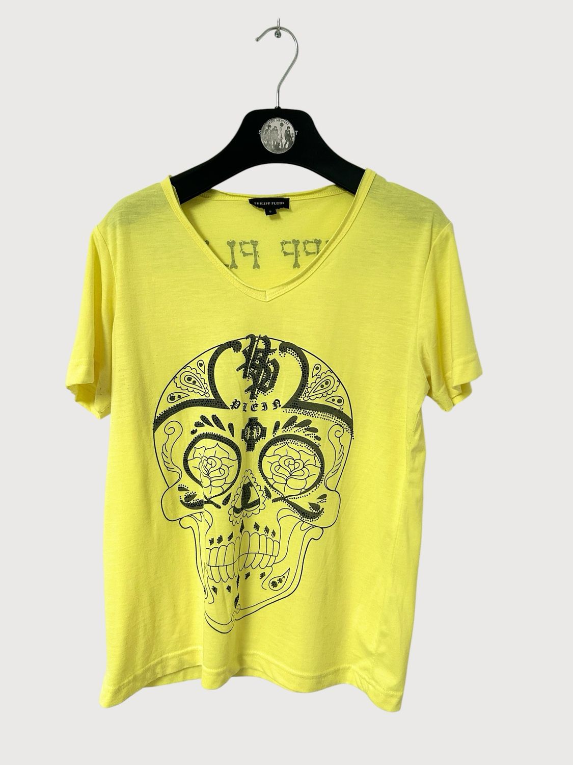 Philipp Plein  Skull Rhinestone V-Neck T-Shirt