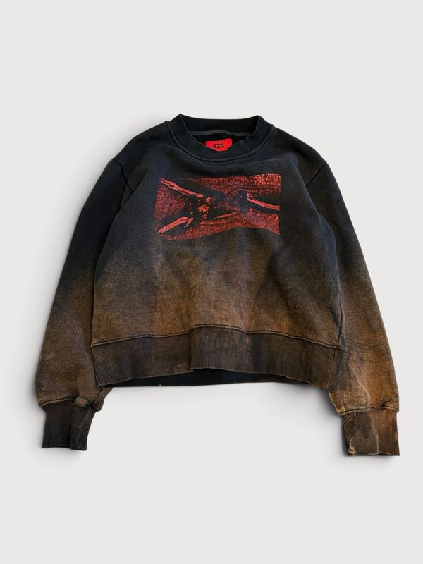 424  Distorted Logo Crewneck