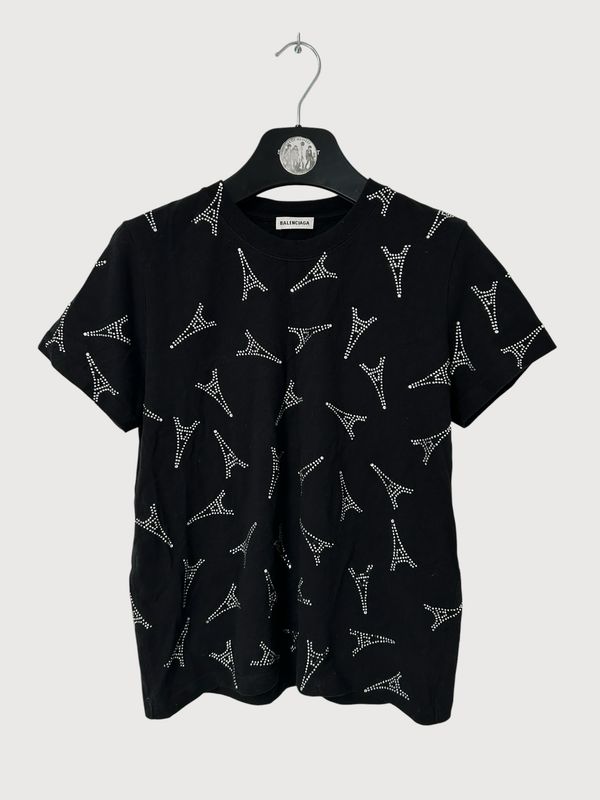 Balenciaga by Demna Gvasalia SS19 Runway Eiffel Tower Crystal T-Shirt