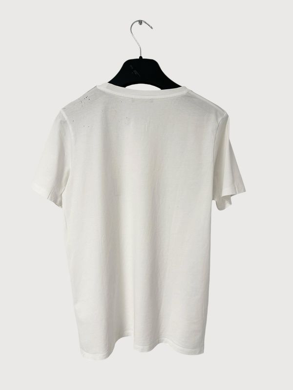 Balmain  SS20 Distressed Metallic Logo Button Tee