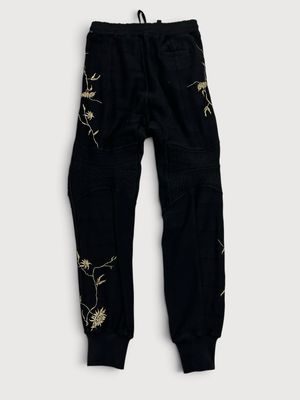 Haider Ackermann  FW18 Floral Embroidered Biker Joggers