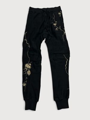 Haider Ackermann  FW18 Floral Embroidered Biker Joggers