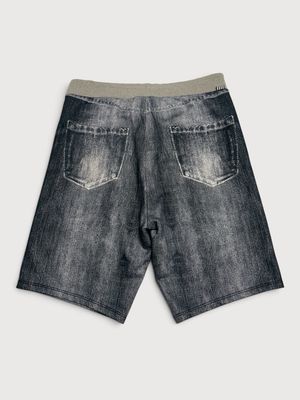 Jean Paul Gaultier  2015 trompe-l’œil denim print shorts