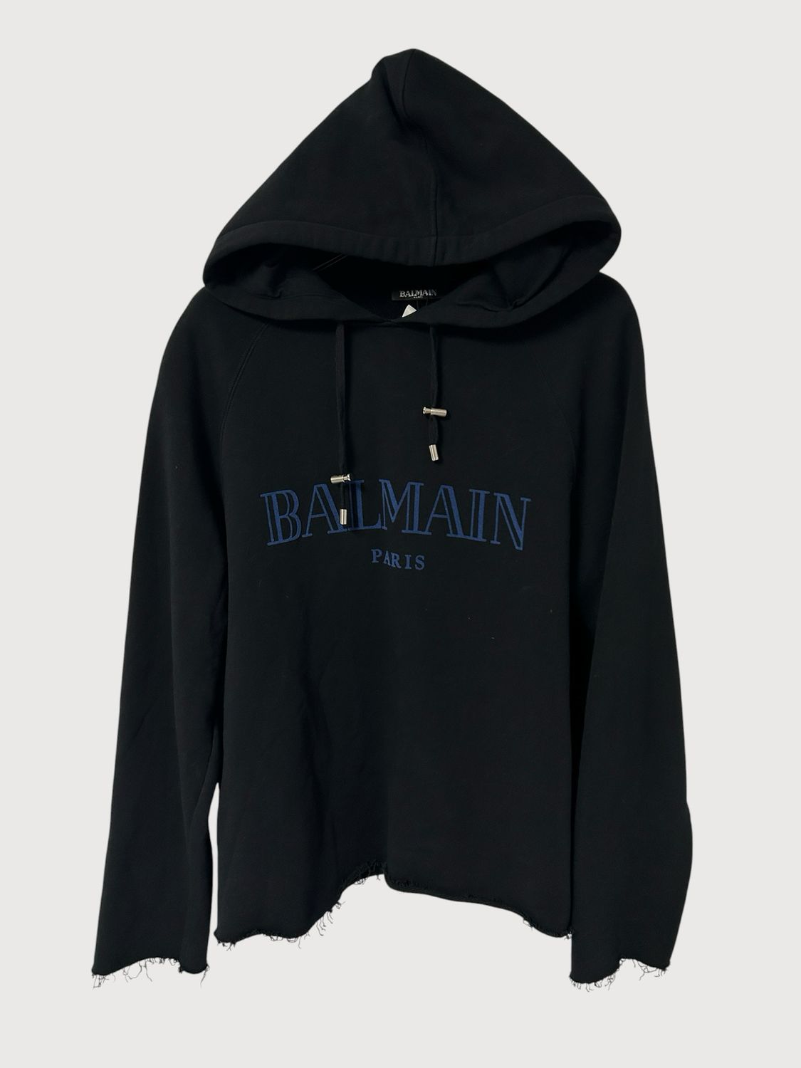 Balmain FW13 Raw Cut Logo Hoodie
