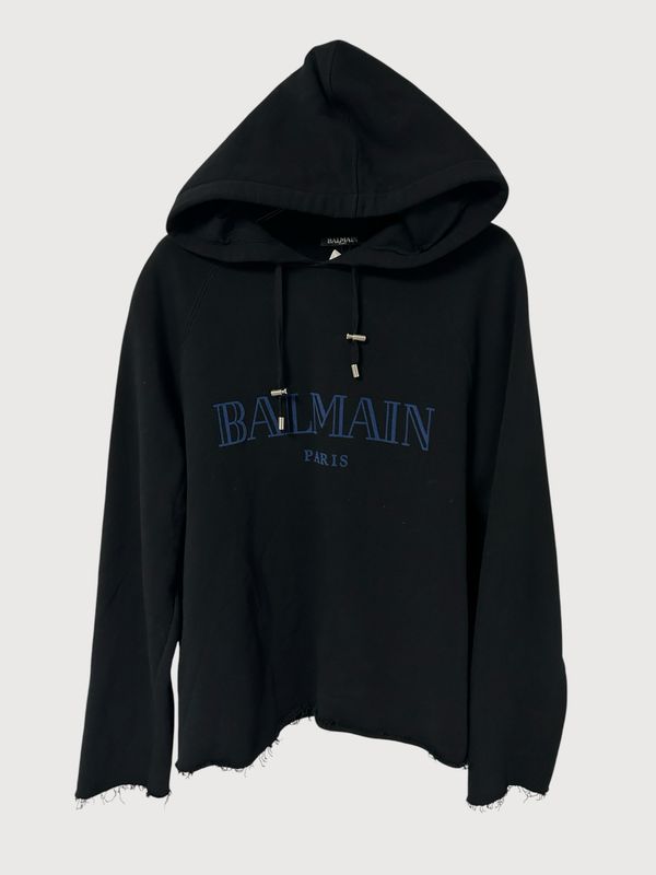 Balmain FW13 Raw Cut Logo Hoodie
