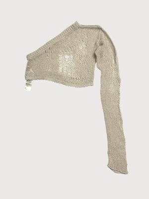 Rick Owens SS22 Fogachine Ziggy Net Cashmere One-Sleeve Knit