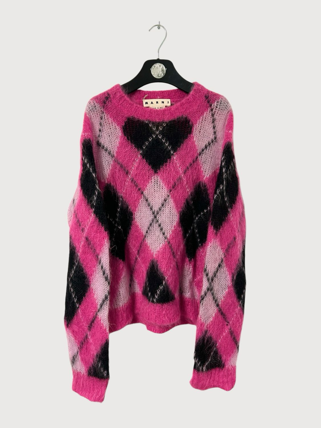 Marni SS22 Fuzzy Mohair Argyl Knit